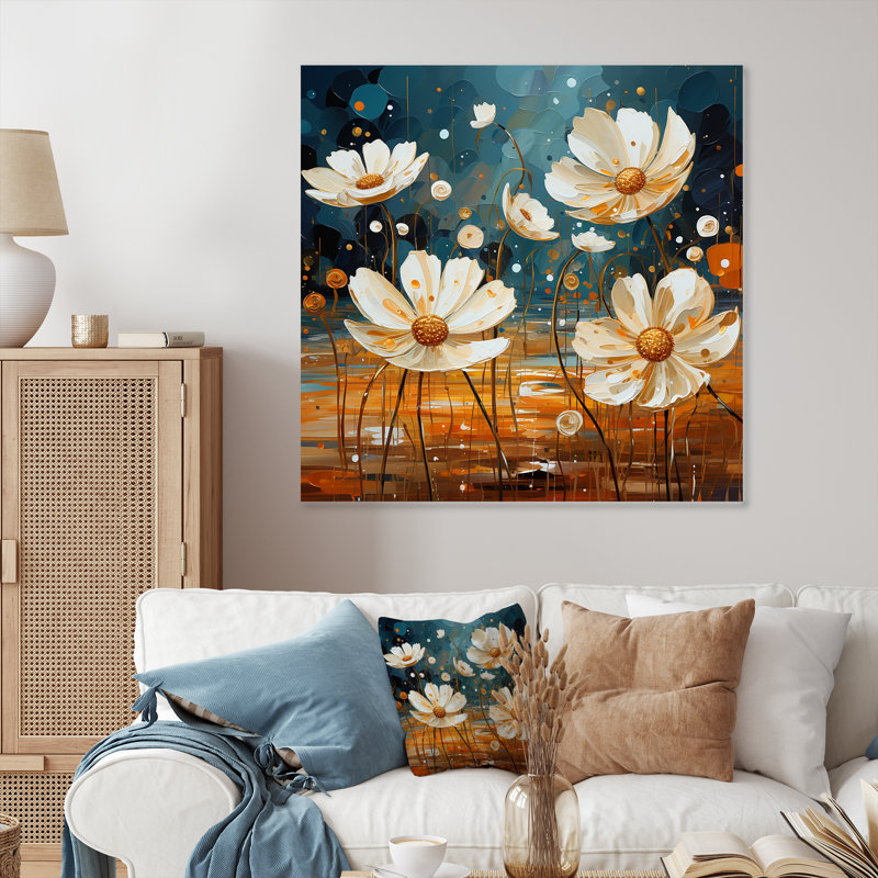 Golden Fields of Pointillism Blooms - Art mural en métal pointillisme, H 36 po x l 36 po x P 1,5 po