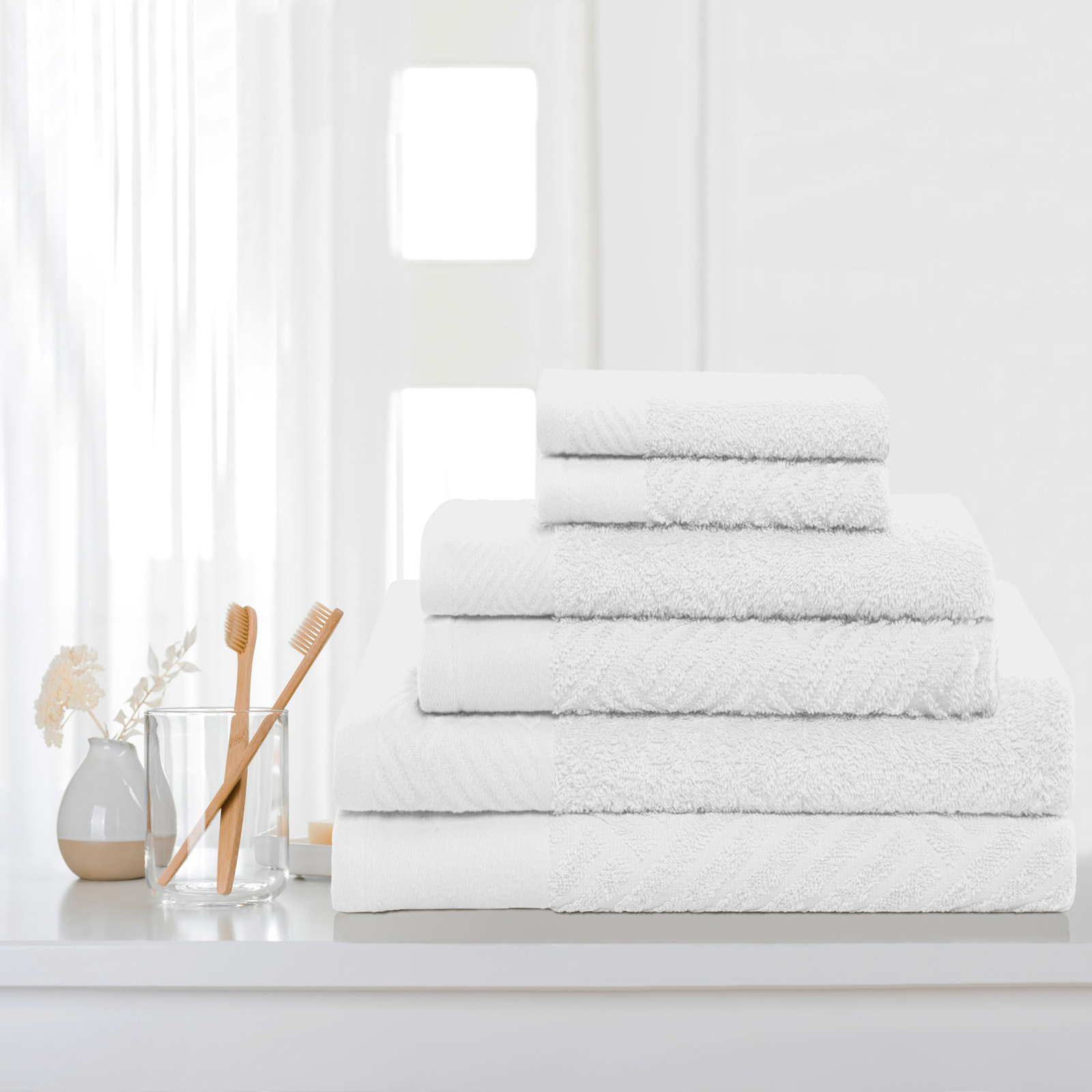 6-Piece Certified Egyptian Cotton Towel Set, White