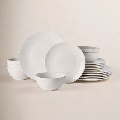 18-Piece Porcelain Dinnerware Set, White