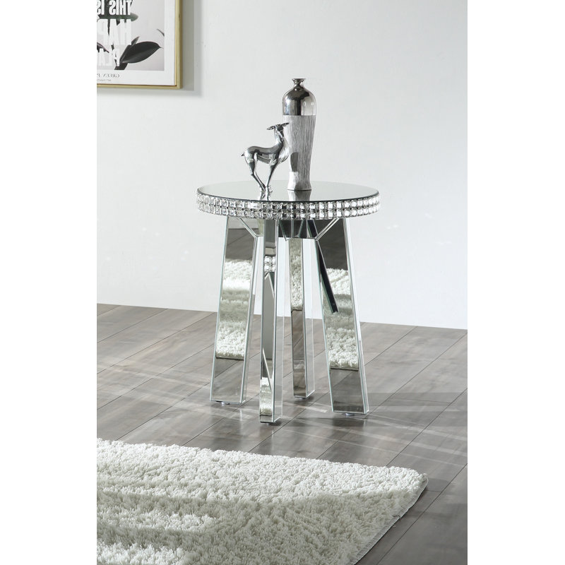 Burtch Round End Table in Mirrored