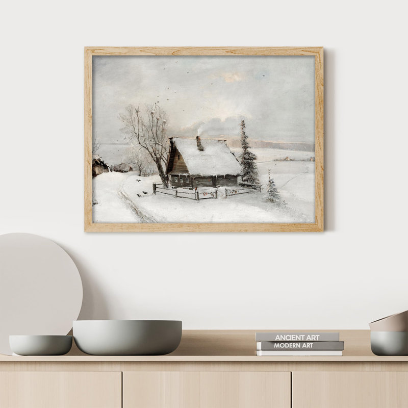 «Winter Snow Cabin» sur, Naturel, H 12 po x l 16 po