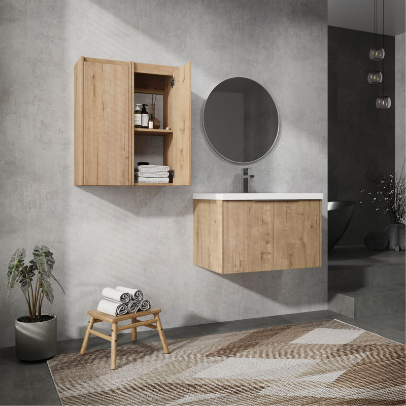 Meuble-lavabo mural avec rangement spacieux et attrait élégant, 30"