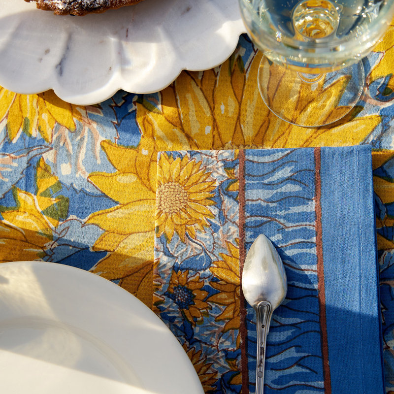 Sunflower 100% Cotton Square Napkins, Blue