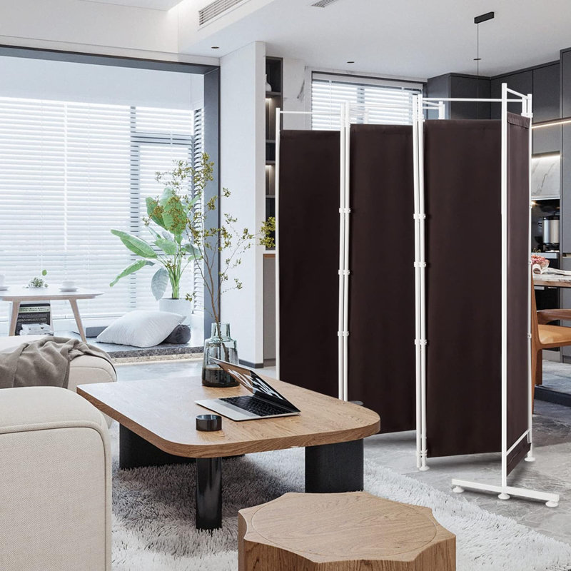 Mohand 300cm W x 180cm H 6 - Panel Folding Room Divider, Brown