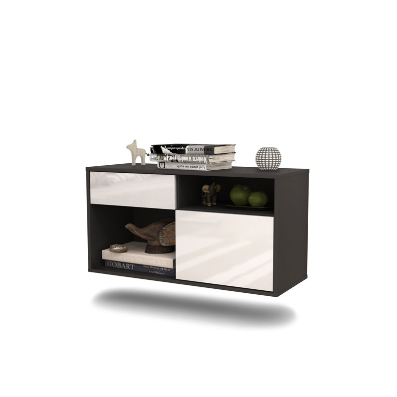 Halbrook Unfinished Floating TV Stand, High Gloss White