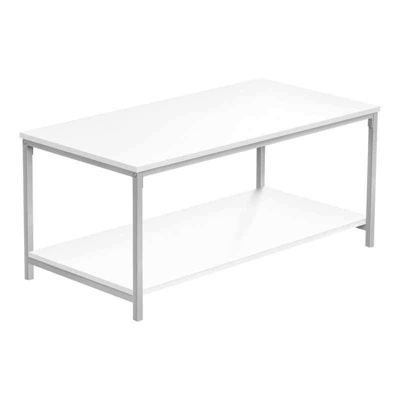 Thapa Coffee Table, Accent, Cocktail, Rectangular, Living Room, 40"L, Metal, Laminate, White, White