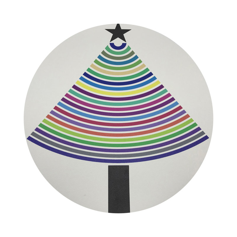 Christmas Tree Brights Vegan Leather Round Coasters