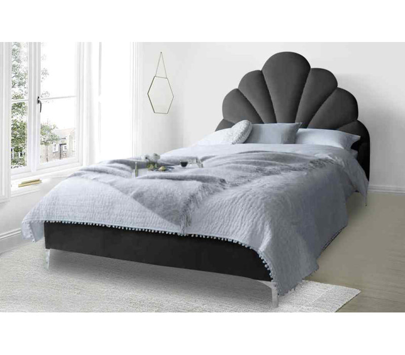 Upholstered Bed, Black, Single (3')