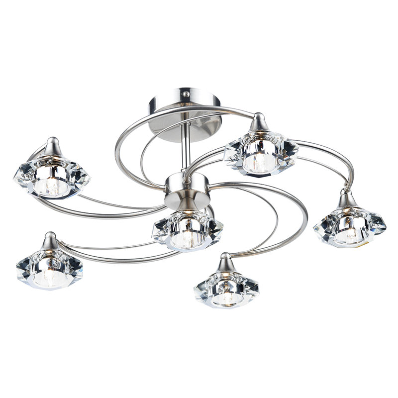 Greenhaw Glass Semi Flush Mount, Satin Chrome