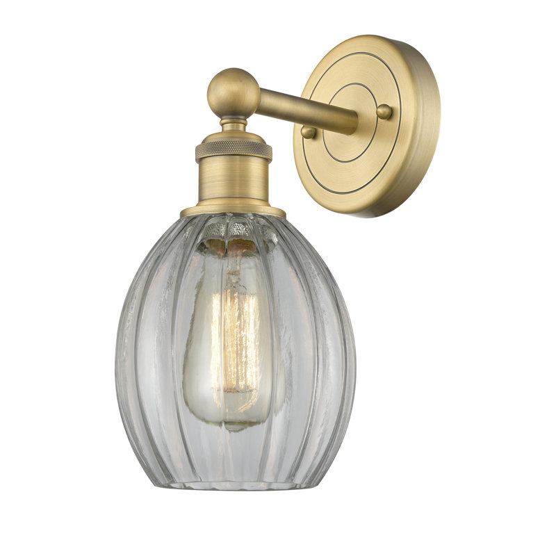 Casandria Armed Sconce, Clear, Brushed Brass