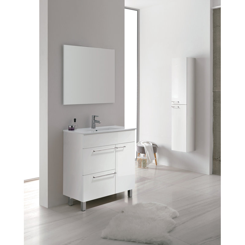 Ensemble de meuble-lavabo simple 32 po Finlande, Blanc brillant