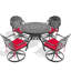 Combinaison de salle à manger en aluminium coulé 5 saisons toutes saisons - 4 chaises pivotantes et table d'extérieur noire 39,37 po avec fonction ronde-358445172