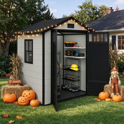 Outdoor Vertical Storage Shed with Windows