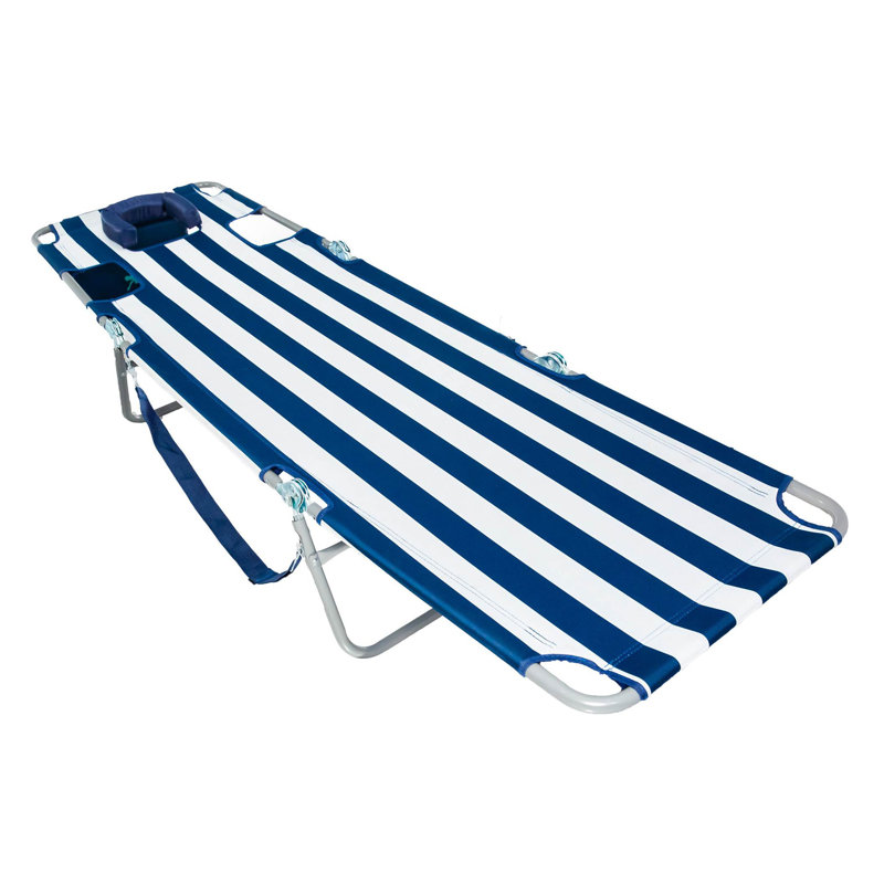 Ostrich Chaise Lounge, Facedown Beach Camping Pool Tanning Chair, Blue Stripe, Blue and White Striped