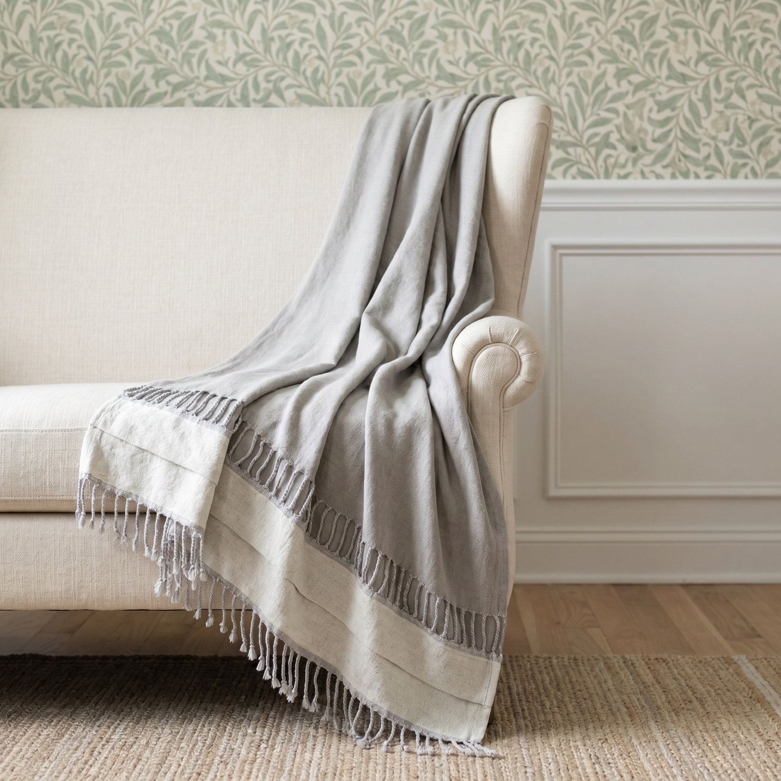 Barina Wool Throw Blanket, Beige
