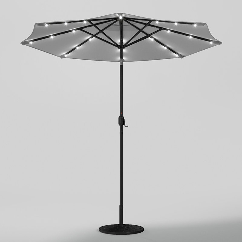 Brailynn Lighted Market Parasol, Light Grey