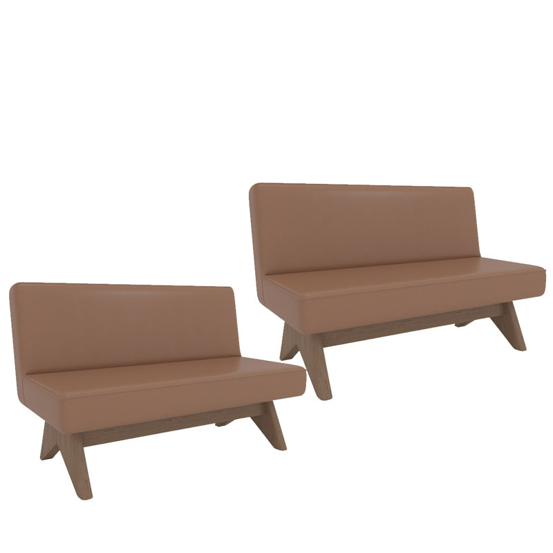 Banc rembourré en similicuir, Brun
