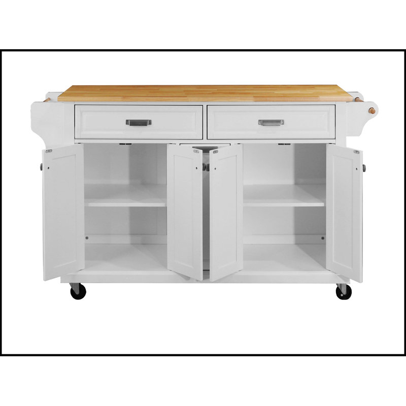 Jonah Solid Wood Top Kitchen Island, White
