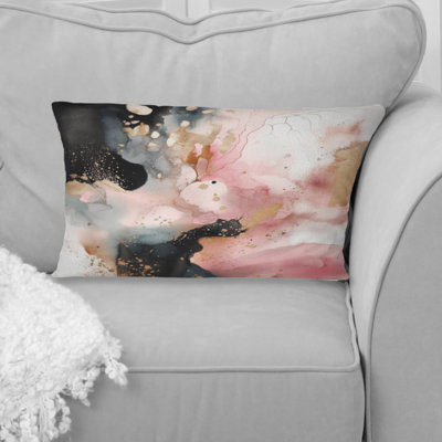 Pink Gold Marble Texture II - Abstract Marble Printed Throw Pillow