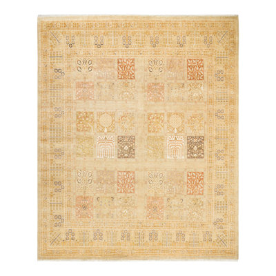 Tapis unique noué à la main Gamar - sable, 8 pi 4 po x 8 pi 10 po