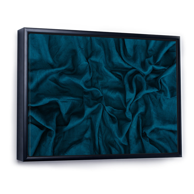 Lin bleu foncé - reproduction sur toile avec cadre flottant, H 24 po x l 36 po x P 1 po, Cadre flottant noir
