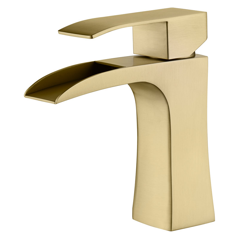 S1427W-XX Sumerain Single-Hole Single-handle Bathroom Faucet,Modern Waterfall Bathroom Sink Faucet, Brushed Gold
