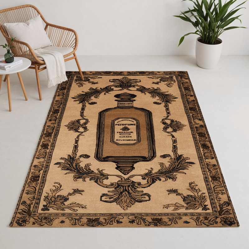 Tapis d'intérieur et d'extérieur brun français, Rectangle 5 pi x 7 pi