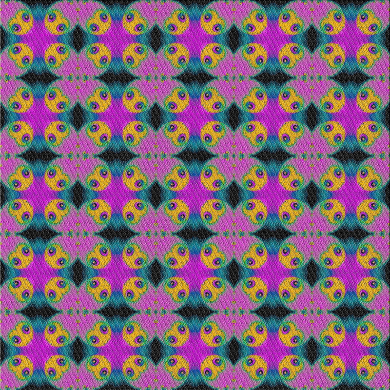 Tapis rose/vert à motifs, Carré 4 pi