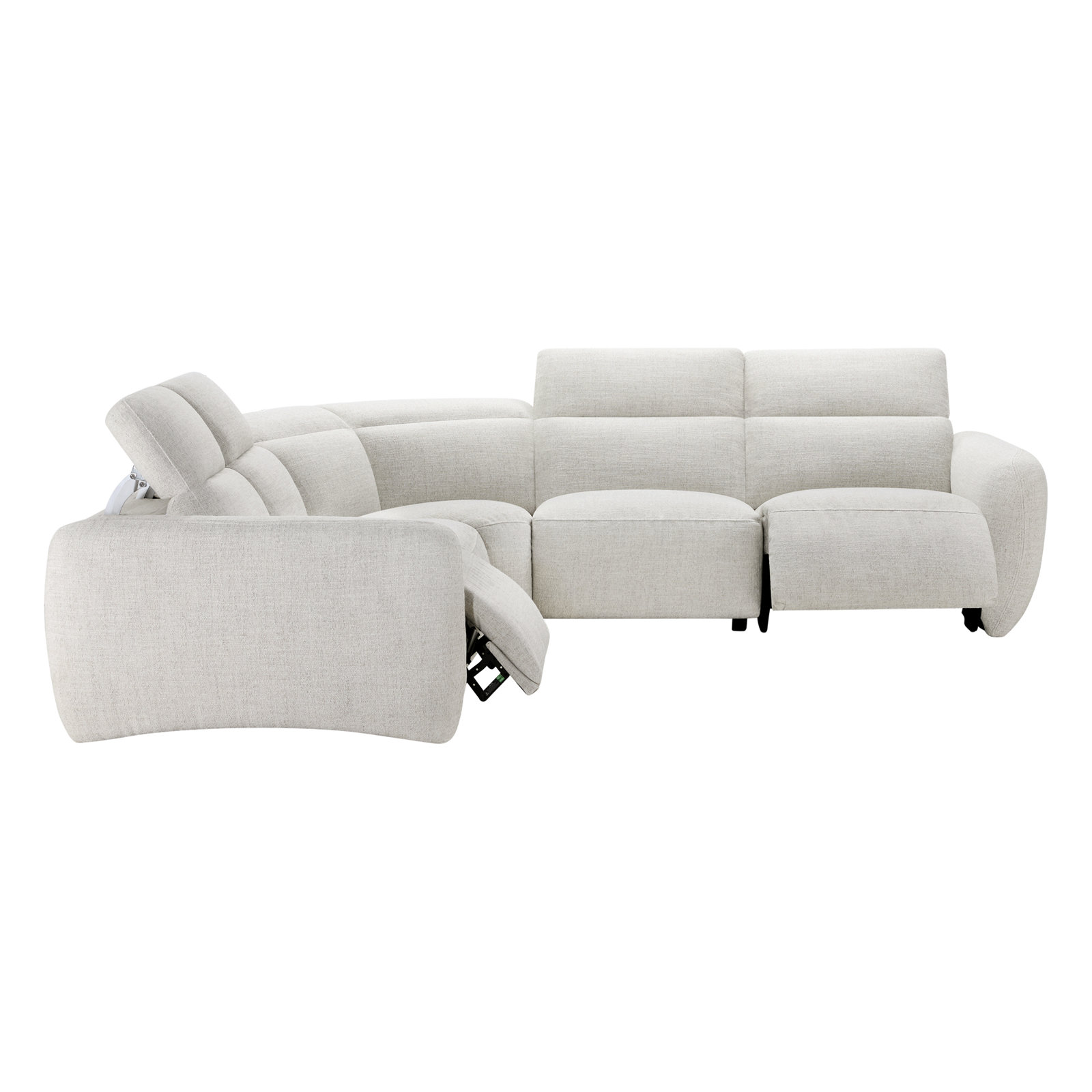 Astro 5-Piece Upholstered Power Reclining Sectional, Ivory Polyester Blend