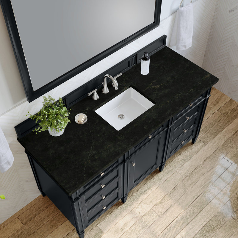 Meuble-lavabo simple 60 po Dussault, Noir onyx, 8 po, Fantôme