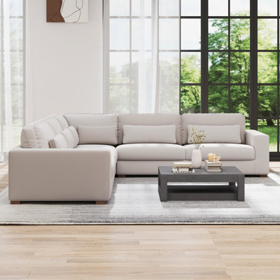 Icelyn 3 - Piece Modern and Soft Upholstered Corner Sectional with 6 Throw Pillows