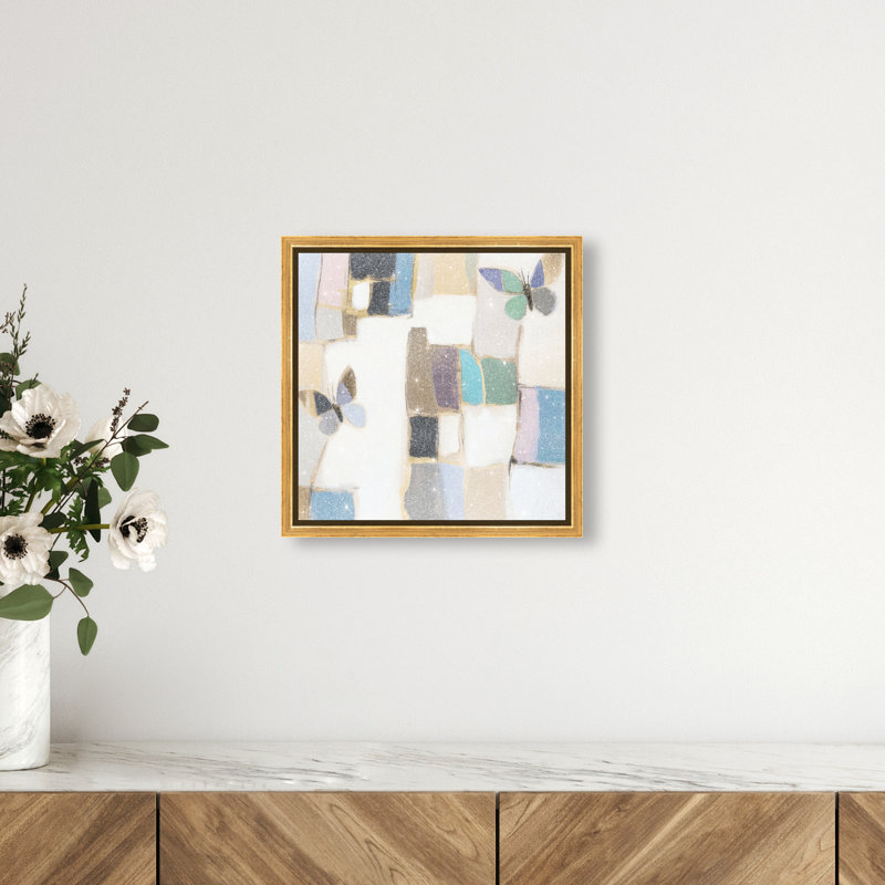 Bejewelled Butterflies Canvas Abstract Print by Oliver Gal, Black Frame, 12 x 12, 13"H x 13"W, Gold Frame