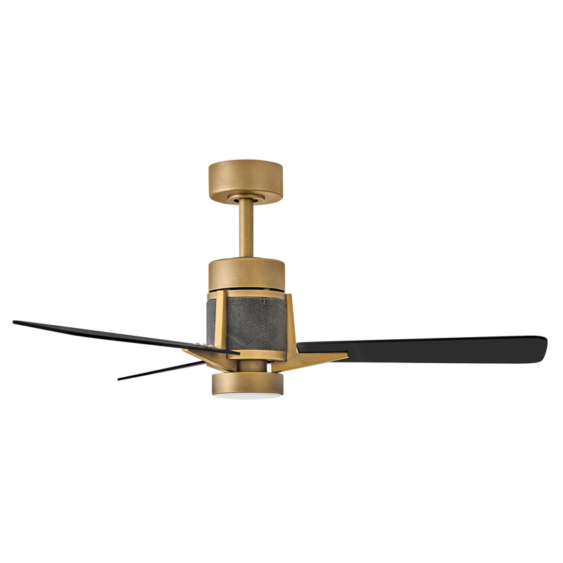 Atticus 42-in Integrated LED Smart Fan w/ HIRO control, Black/Gold