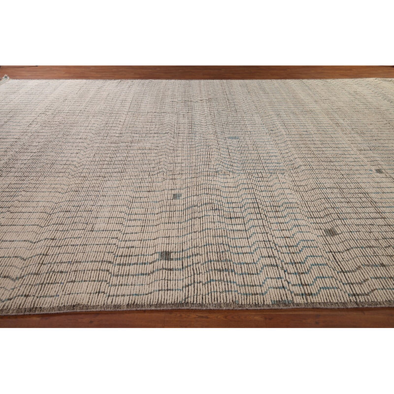 Tapis marocain à rayures terre en laine 12 x 18