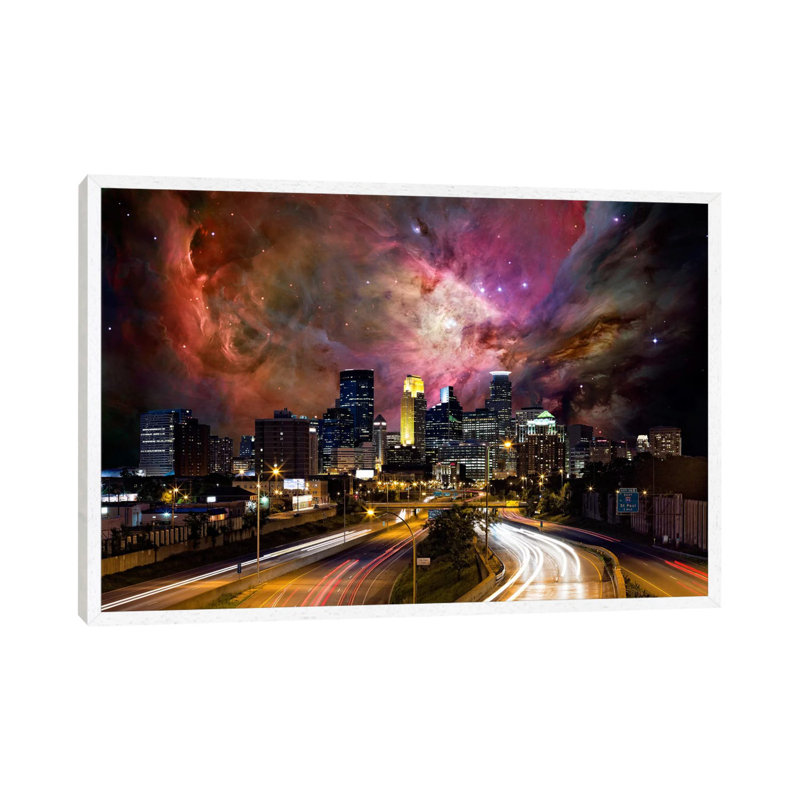 Minneapolis, Minnesota Orion Nebula Skyline by 5by5collective - Floater Frame Gallery-Wrapped Canvas Giclée on Canvas, White