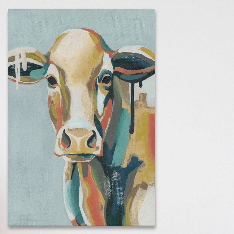 Colourful Cows I - Wrapped Canvas Print, 114cm H x 76cm W 