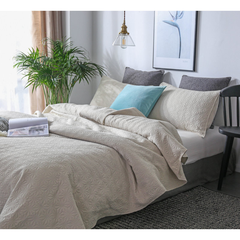 Ensemble de courtepointe réversible , Sable de plage, Courtepointe surdimensionnée pour grand lit + 2 t