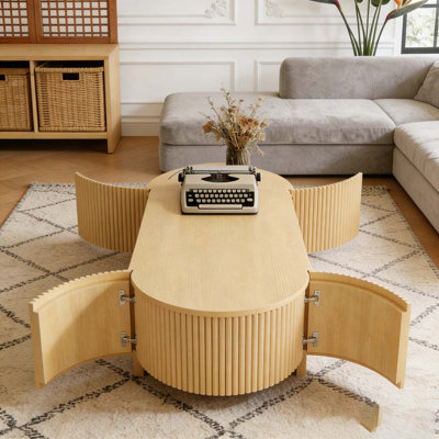 Table basse ovale cannelée