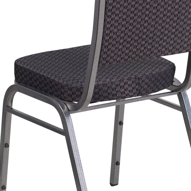Chaise de banquet empilable Oliverson, Structure veinée argent, Tissu à motif de pois noir, 4