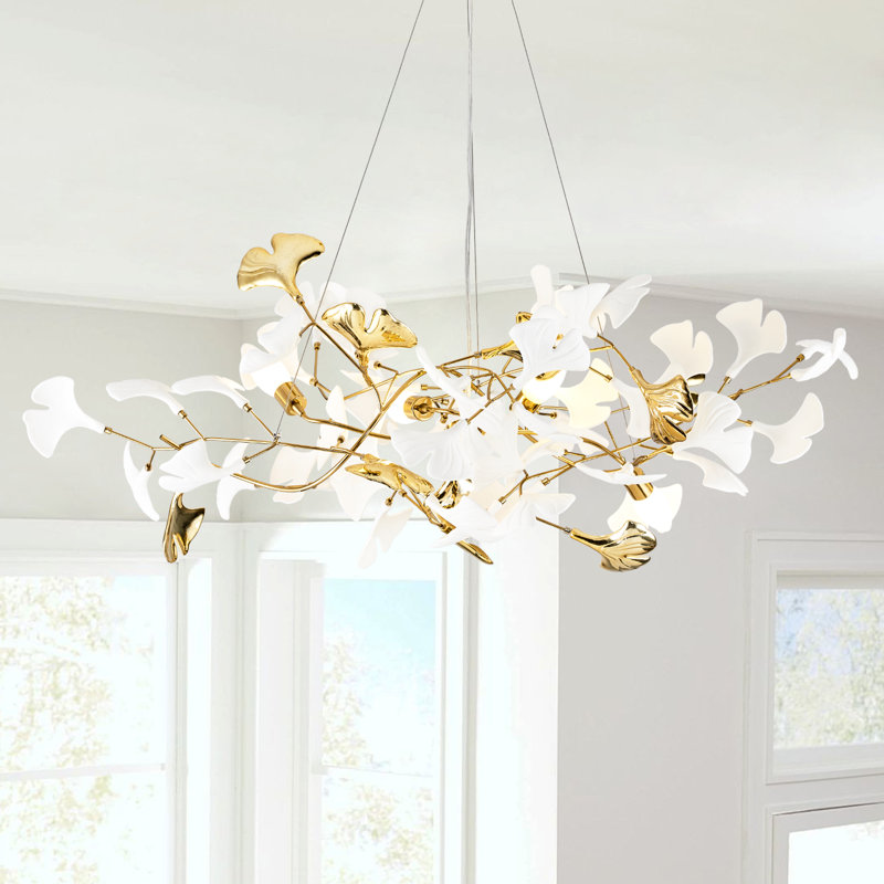 Lustre en céramique avec feuilles de ginkgo D39 "