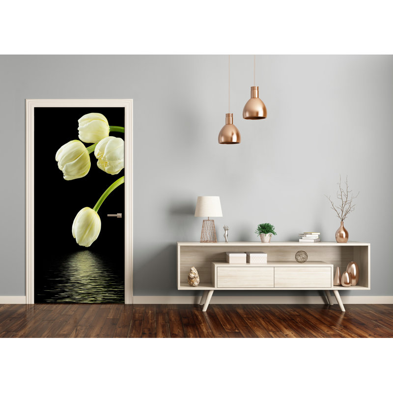 White Tulips Door Decal