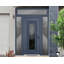 Porte d'entrée extérieure prémontée en acier Ballucio 6044 Gris Graphite, 2 fenêtres latérales et supérieures, inserts en acier inoxydable, style moderne, peinte, dimensions : L 12 + 36 + 12 x H 80 + 16, ouverture à gauche vers l'intérieur-109403961-109403963