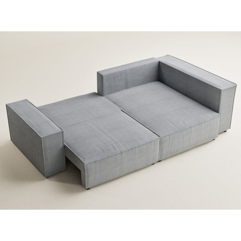 3 Seater Corner Sofa , Left Hand Facing, Beige Velvet