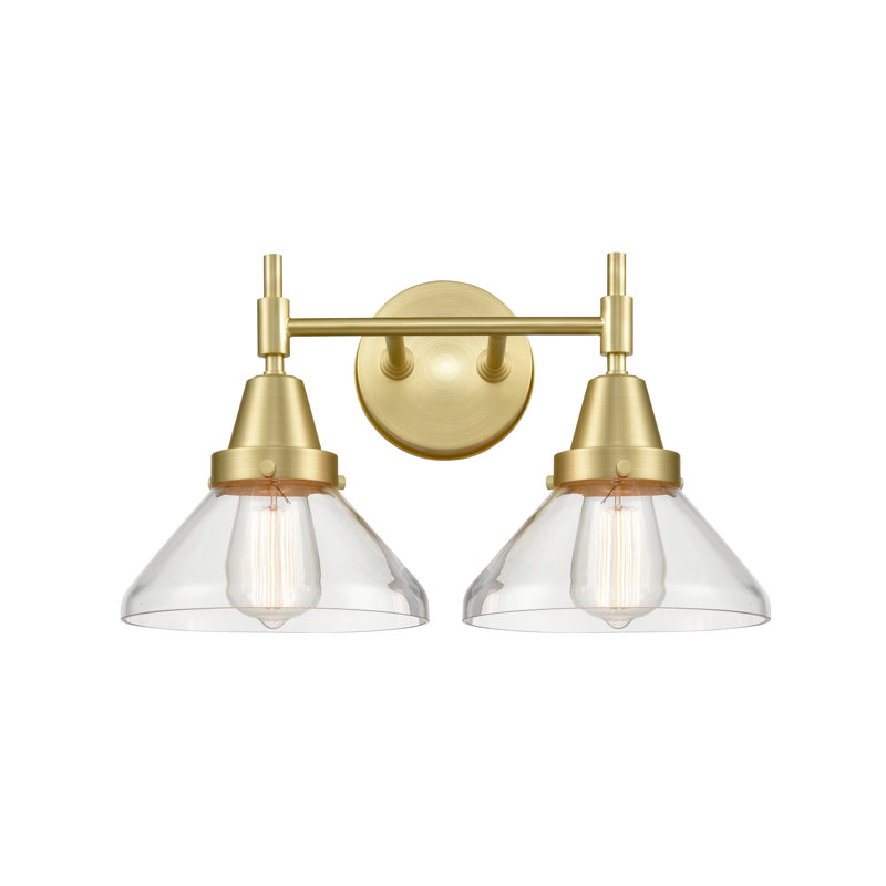 Éclairage de salle de bain à intensité variable 2 lumières Amede, Clair, Ampoule DEL 4 watts rétro, Laiton satiné