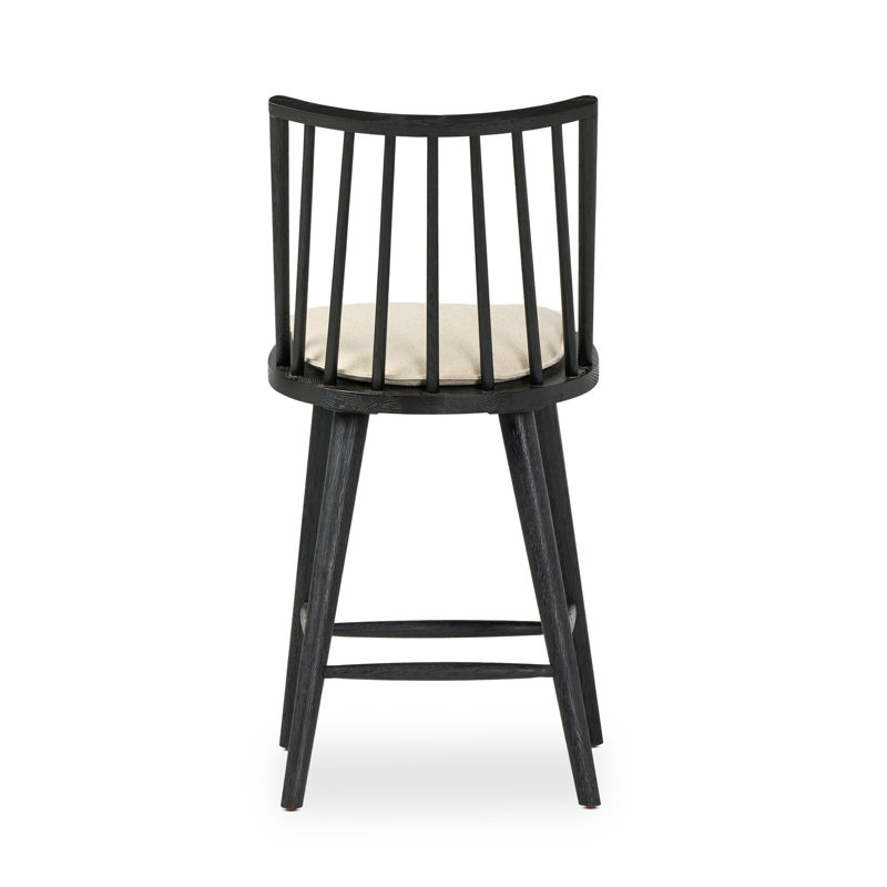 Lewis Windsor Stool With Cushion-Sandy Oak-Counter, Counter Stool (25.02” Seat Height), Black Oak