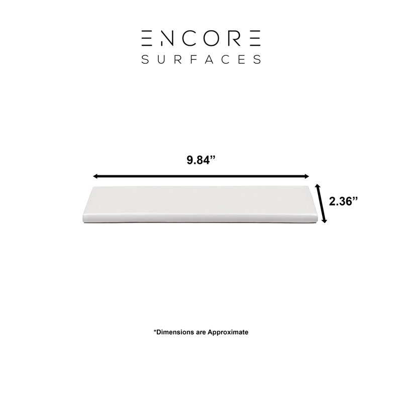 Mojave 2" x 10" Bullnose Zellige Porcelain Tile, Bianco White