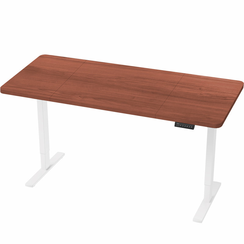 VIVO Electric 60” x 30” Stand Up Desk Workstation, Dark Wood/White