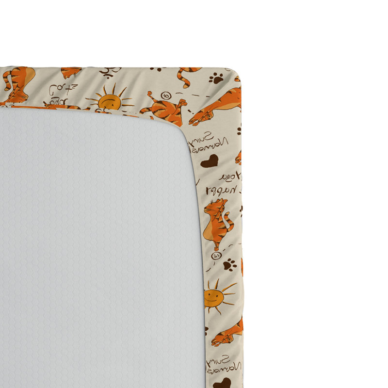 Microfiber Fitted Sheet, Twin XL Fitted Sheet, Orange Cat 1