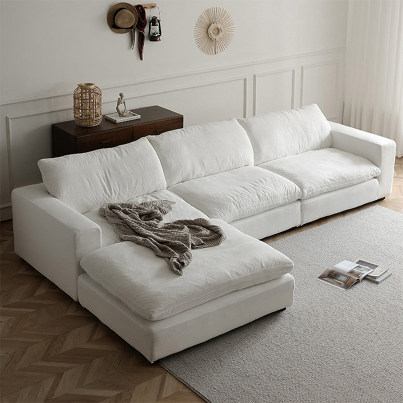 Coussin modulaire blanc en polyester, H 25,59 po x l 134,65 po x P 44,88 po