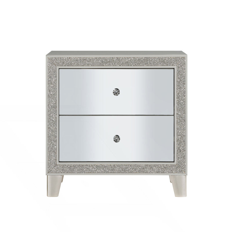 Table de chevet 1 pièce avec 2 tiroirs Glam Style